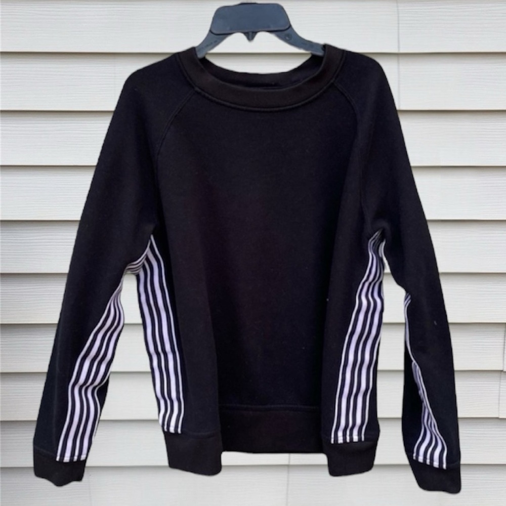 Avia Black Crew Neck Sweater with White Stripes